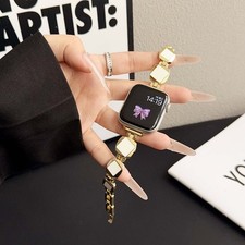 For iWatch Series 10 9 8 7 6 5 4 3 38-49mm Metal Chain Watch Band Chic Bracelet