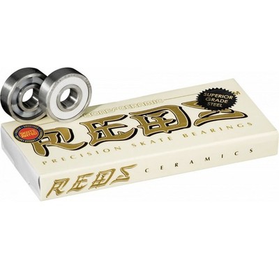 BONES CERAMIC SUPER REDS Skateboard Bearings 8-Pack 8mm Precision Competition