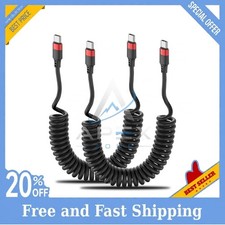 Coiled USB C to USB C Cable, 2 Pack 3FT USB C Charger Cord for Car, USBC to USBC