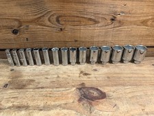 Wright Tool 1/2" Drive 15 Piece Deep SAE Chrome Socket Set 7/16"- 1 1/2" Vintage