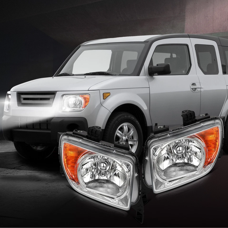 Conjunto de faros izquierda+derecha para Honda Element 2003-2008 par carcasa cromada Foto 2 de 4