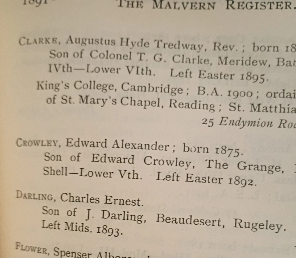 Aleister Crowley's College Register Antique Hardcover 1905 Malvern UK - Image 2 of 4