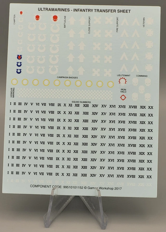 Warhammer Citadel Abziehbilder: Ultramarines - Infantry TRANSFER SHEET