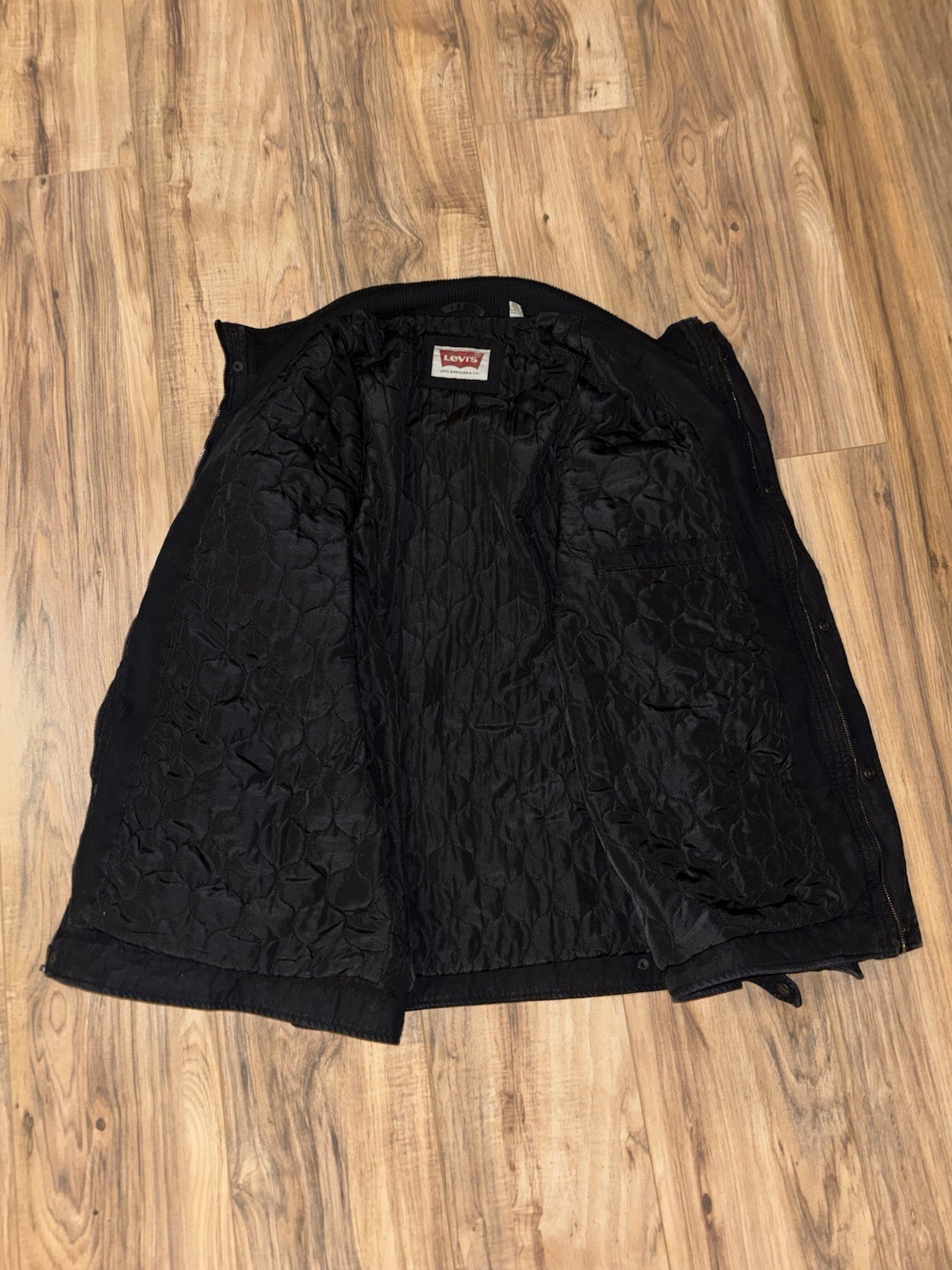 Levi's Black Military Style Stand-Up Collar Jacket Zip Button XXL Men thumbnail 4