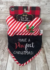 KOHLS Woof Have a Pawfect Christmas Dog Toy & Bandana Gift Set L/XL 15-18" NWT