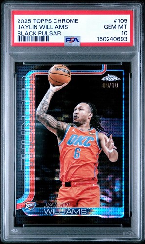 Topps Chrome 2025 Jaylin Williams Black Pulsar /10 #105 PSA 10 Thunder