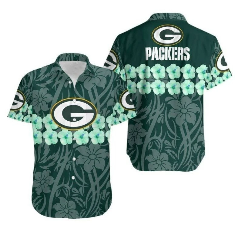 Green Bay Packers Flower And Logo Hawaiian Shirt