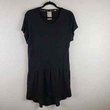 Dolan Left Coast Women's S Drop Waist Peplum Tee Shirt Dress Black Casual Basic