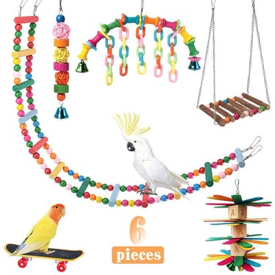 Download Birds Perch Parrots Hanging Swing Cage Stand With Beads Bells Haven shop Bird Parrot Swing Toy ...
