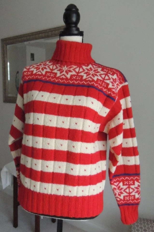 Mujer Ralph Lauren Tejido a Mano Rojo Lana Cuello Alto Talla Pequeña Foto 2 de 4