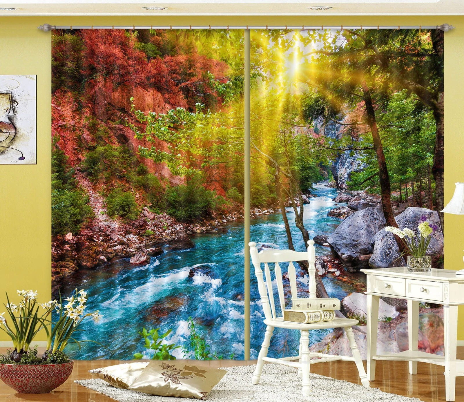 3D Blue Creek ZHUB4957 Photo Curtain Window Blockout Fabric Vera 2023