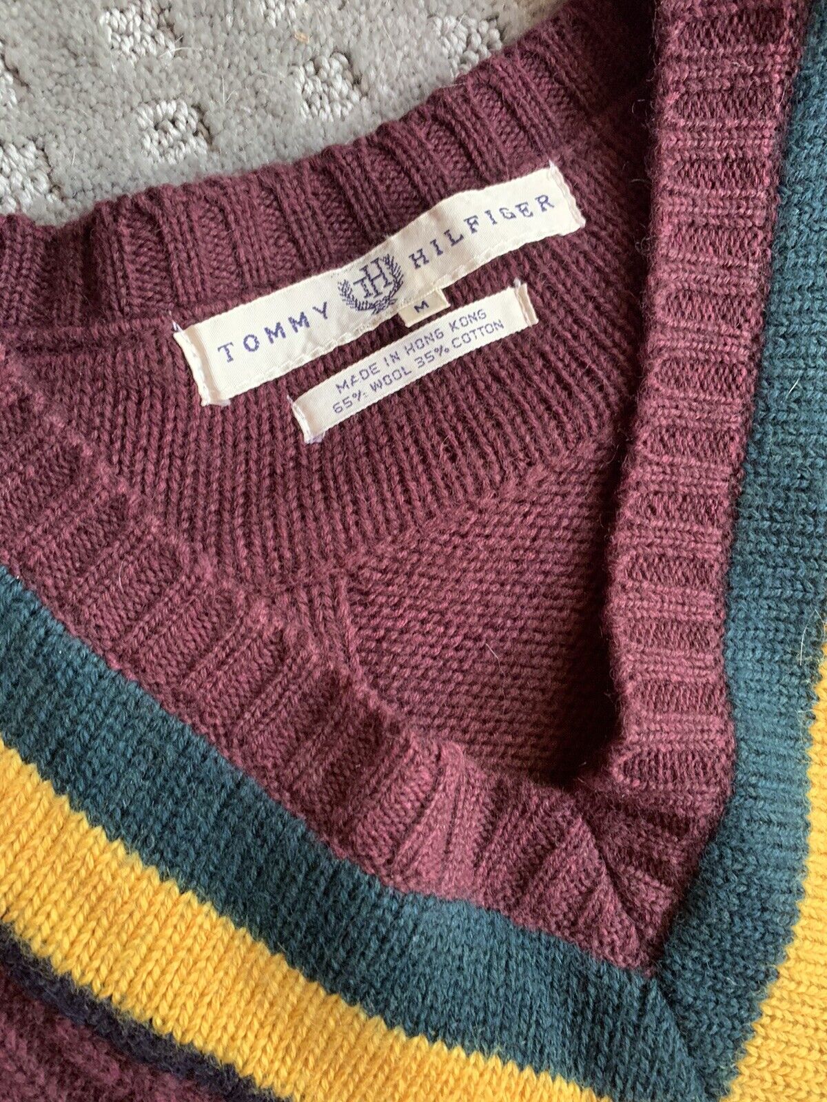 Vintage 80’s Tommy Hilfiger Mens Medium Wool Swea… - image 5