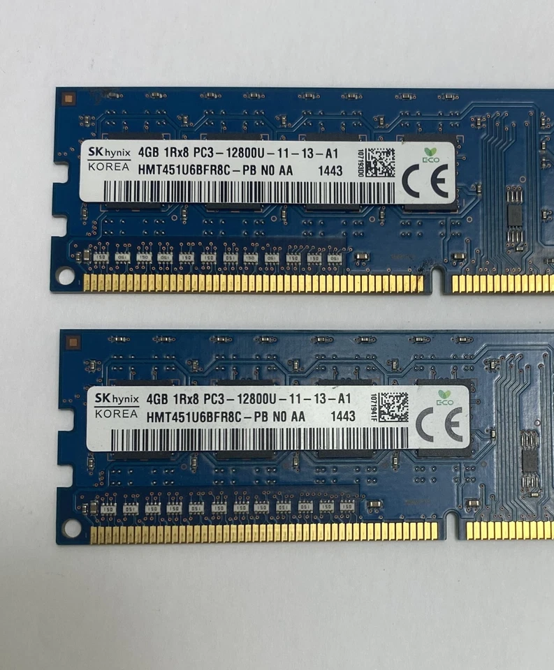 8GB (2 x 4GB) SK Hynix Lenovo 03T6566 PC3-12800U DDR3 Non-ECC Computer Memory - Image 2 of 4