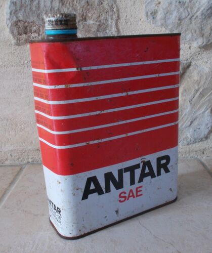 Vintage ANTAR SAE Motor Oil can auto old antique France french red canister - Photo 1/5