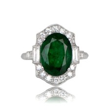 3Ct Green Oval Cut CZ Stone Engagement Wedding Ring In Solid 925 Sterling Silver