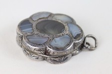 One 1858 Birmingham James Fenton sterling agate inlay  vinaigrette