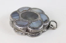 One 1858 Birmingham James Fenton sterling agate inlay  vinaigrette