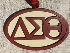 Painted Wood Ornament - 4" Delta Sigma Theta - Crimson over Cream - 175-5011
