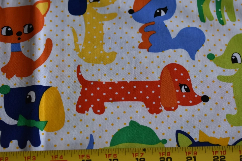 23" Long, Colorful Young Animals on Yellow & White Cotton, Michael Miller, N3187 - Image 2 of 4
