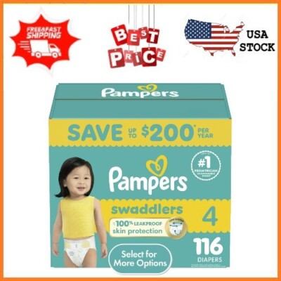 Pampers Swaddlers Baby Diapers Size 4, 116 Counts