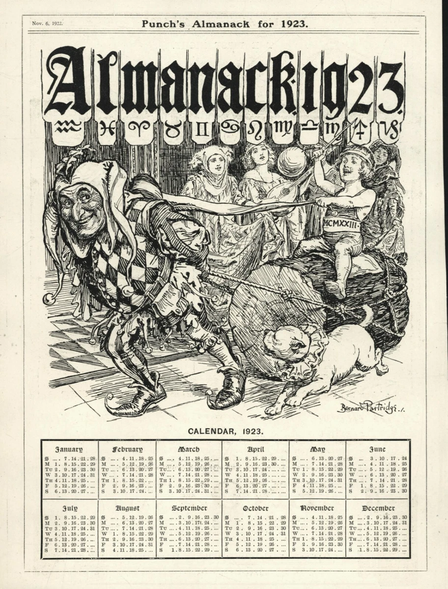 VINTAGE British CARTOON - PUNCH MAGAZINE'S ALMANACK PAGE WITH 1923 CALENDAR  | eBay