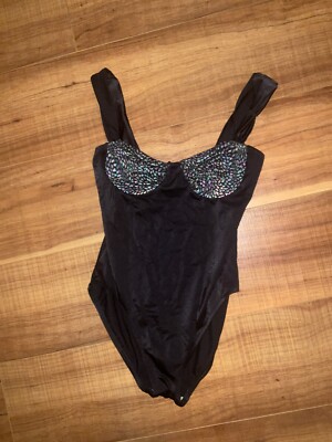 Vintage Pacific Connections One Piece Swim Suit Womens Size S Black 80s 90s 