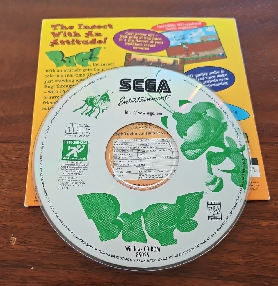 Sega PC Bug! 3D Action Game Jack In The Box Promo 1 Player Windows