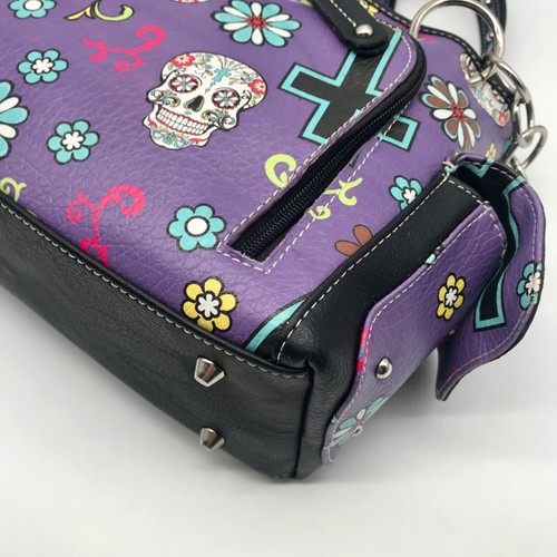 Cowgirl Trendy Purple Sugar Skull Shoulder Bag - Picture 7 of 10