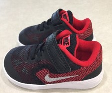 NIKE "Revolution 3" Toddler Black University Red Sneakers Size 5c