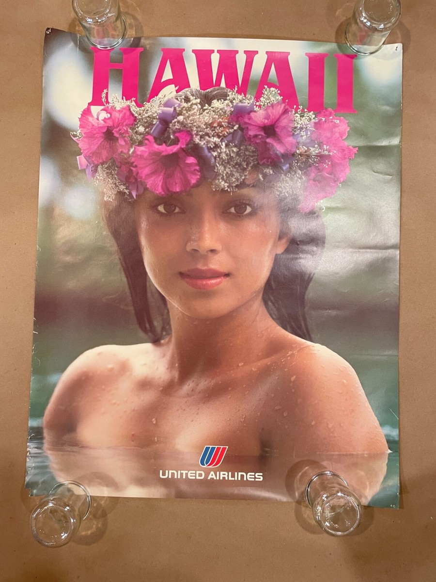 Vintage United Airlines Hawaii Poster / 22x28