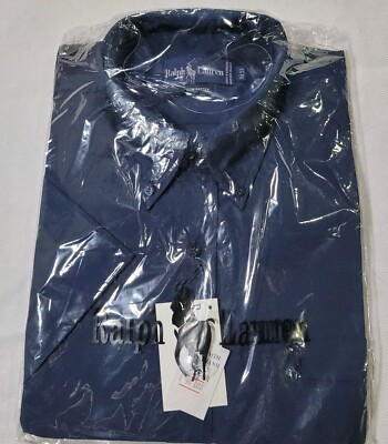 Ralph Lauren Polo Shirt Nwt Button Down Short Sleeve Blue Navy 16.5