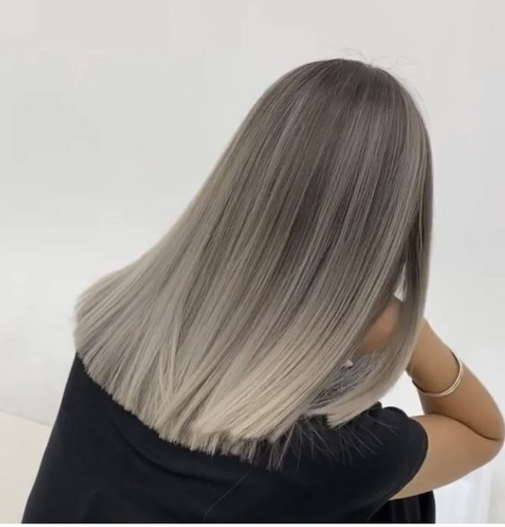 Natural Straight Hair in Ash