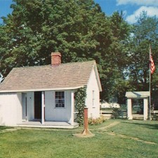 Herbert Hoover Birthplace IA West Branch Iowa UNP Chrome President Flag Postcard