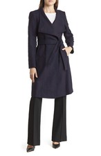 Ted Baker Sandra Wool Cashmere High Neck Belted Wrap Long Dress Coat Rose 4 14 L