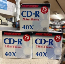 Lot of 3 Precision 700MB CD-R 75ct Blank Recordable Compact Discs 80-Minute 40x