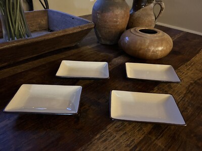 New Set of 12 CAC Rectangle Plates Creamy White 5 x3.5  Asian Restaurant Supply