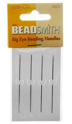 BeadSmith Big Eye Needles 2.125'' Beading (Set Of 4) - Easiest Needle To Thread