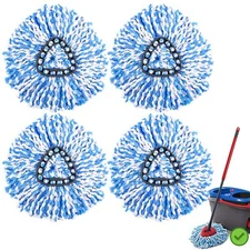 4 Pack Spin Mop Refills O-Cedar Rinse Clean 2-Tank System Replacement Heads.