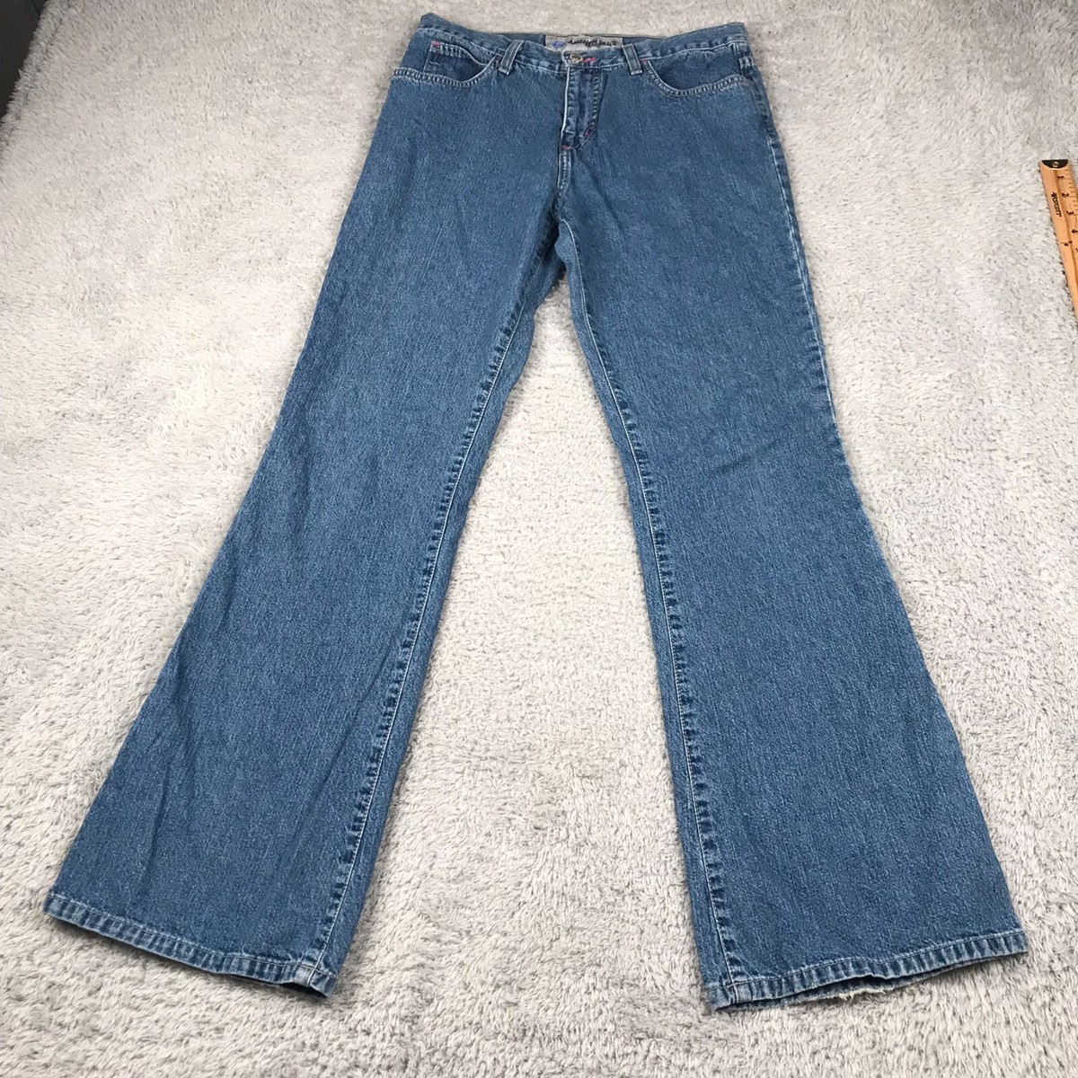 Anchor Blue Jeans Juniors 7 Pink Flame Embroidery Flared Boot