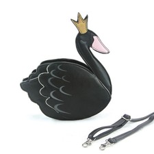 NEW SLEEPYVILLE CRITTERS 3D BLACK+GOLD+PINK,SWAN FAUX LEATHER CROSSBODY,BAG