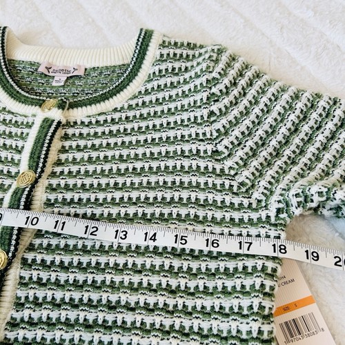 Nanette Lepore Tweed Cardigan Wmn’s Sz Small in Green Cozy Winterwear Stretch - Picture 2 of 10
