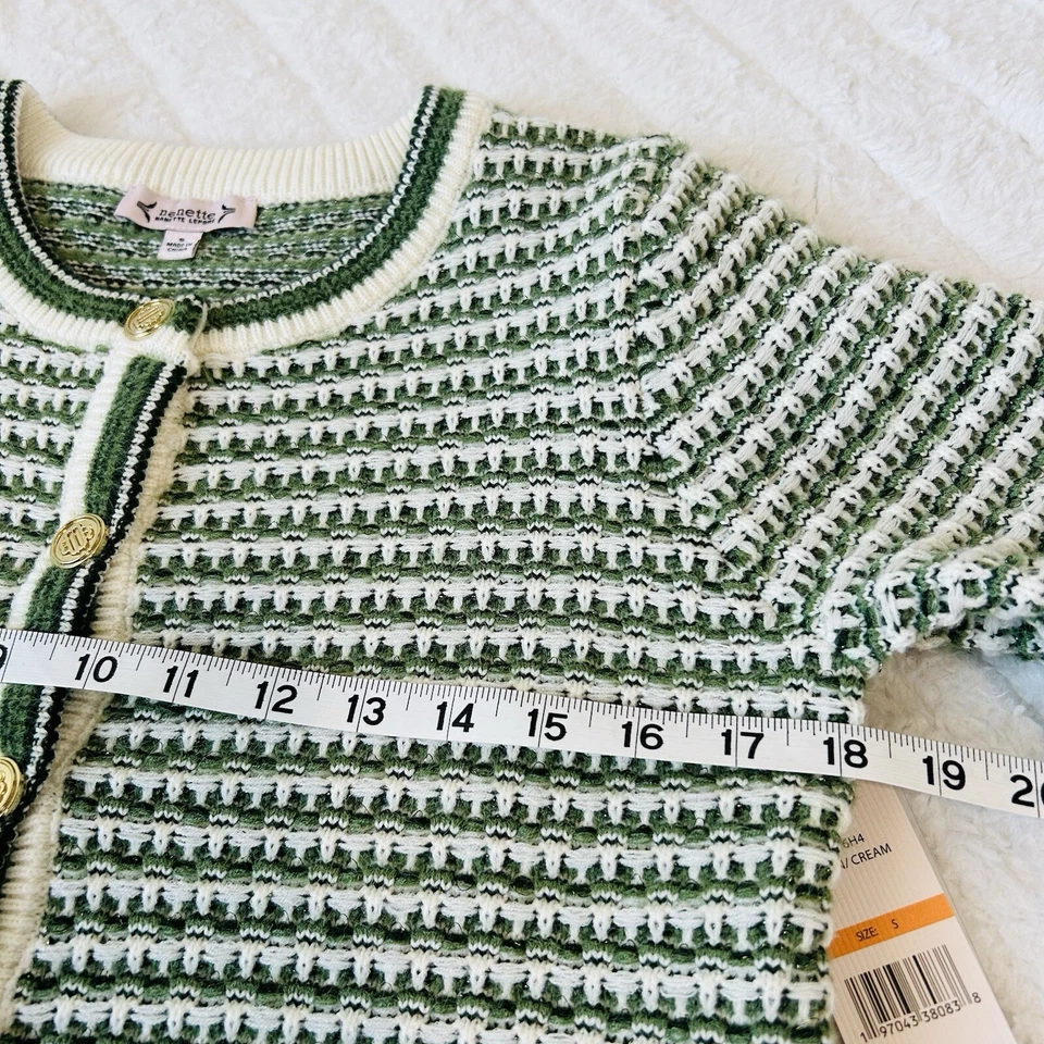 Cárdigan Nanette Lepore Tweed Mujer Talla Pequeña en Verde Acogedora Ropa de Invierno Elastizada Foto 2 de 4