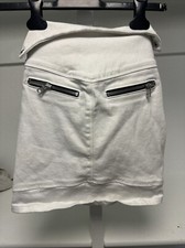 Designer denim mini skirt White