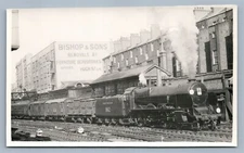 LONDON UK TRAIN STREET SCENE ANTIQUE REAL PHOTO POSTCARD RPPC railroad railway