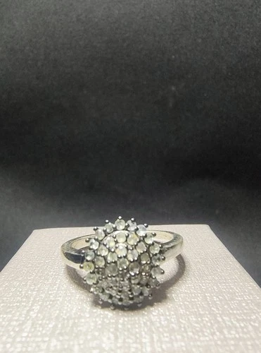 Alexandrite Round Cluster Ring 925 Sterling Silver Size 10