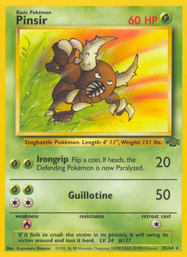 Pinsir - 25/64 - Pokemon Jungle Unlimited Rare Card WOTC NM