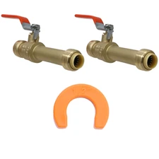 2 Pack  XFITTING Push Fit 1/2" x 1/2" Push Fit Slip Ball Valve with 1 Clip