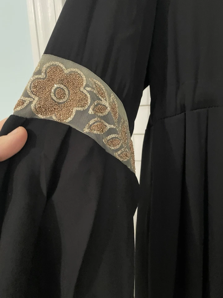 Vestido maxi preto Abaya muçulmano hijab Kaftan islâmico Kaftan tamanho 2 médio  - Imagem 4 de 4