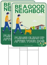 Clean Up After Your Dog Sign,2-Pack 14  x10  No 14 10 Inch, multicolour