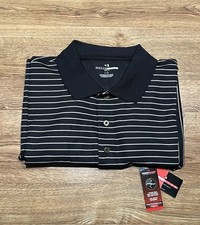 NWT Grand Slam Men’s L Golf Polo Shirt Black With White Stripes Short Sleeve New